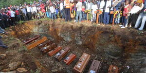 The burial of Solai Dam victims who perished after Patel Dam burst it banks in 2018.