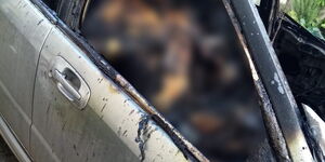 The car that burned down in Buru Buru Estate, Nairobi on April 29, 2020.