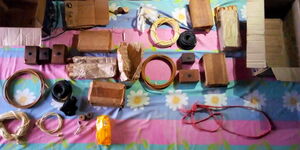 The explosive devices recovered following a raid in Eldoret on July 11, 2020.