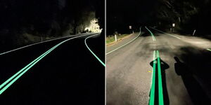 The glowing road technology piloted in Australia.