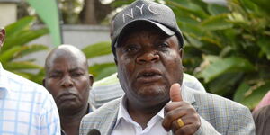 The late Matungu MP Justus Murunga addressing a crowd