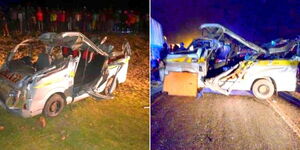 The wreckage of the matatu involved in an accident at Narok