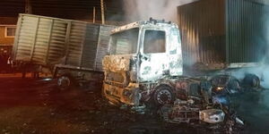 The wreckage vehicles involved in an accident in Machakos County on Thursday February 16, 2023.