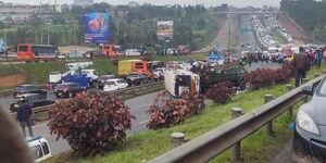 The accident on Thika Superhighway near Garden City on January 13, 2021.