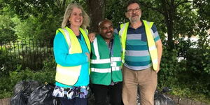 Timothy Makofu Kinyanjui, councillor of the West Swindon Parish, Toothill ward, with members of the community during Fathers Day on June 18, 2018.