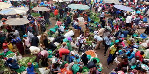 Traders at Nakasero market in Kampala, Uganda