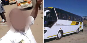  A side-by-side image of Transline Classic worker and the company's bus.