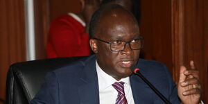 Transport Cabinet Secretary James Macharia speaking in Parliament