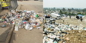 Photo collage showing trash in Nairobi CBD and Ngong dumpsite in Kajiado county