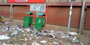 A photo of an emptied litter bin in the Nairobi CBD