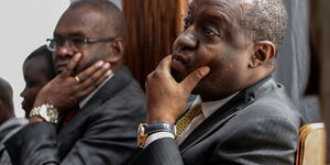 Treasury CS Henry Rotich and PS Kamau Thugge in court on July 13, 2019.