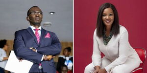 Photo collage between Citizen TV anchor Trevor Ombija and former model Emma Too