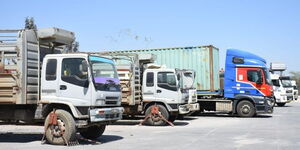 Trucks detained by Kenha at Mlolongo Weighbridge on January 30, 2023.