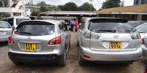 Two vehicles with similar number plates at Nairobi County Police headquarters on November 19, 2018.