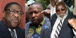 From Left: A collage image of Busia Senator Amos Wako, Former Nairobi Governor Mike Sonko, and Former Kilome MP Harun Mwau.