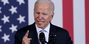 US President Joe Biden giving an address