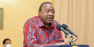 President Uhuru Kenyatta speaking at an event at State House Nairobi on June 14, 2022.