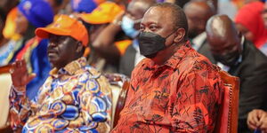 Former president Uhuru Kenyatta and ODM leader Raila Odinga during a past political event