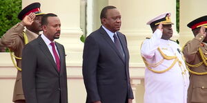 Ethiopian Prime Minister Abiy Ahmed (left) pictured during a past meeting with President Uhuru Kenyatta