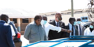 President Uhuru Kenyatta, Nairobi Senator Johnson Sakaja and General Mohamed Badi tour Nairobi Metropolitan Services's projects in Nairobi's informal settlements on Tuesday, June 30, 2020