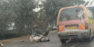 The scene of an accident involving a Kenya Prisons bus and a handcart pictured on August 19, 2020