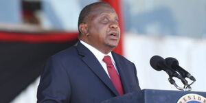 President Uhuru Kenyatta speaking during the Jamhuri Day celebrations at Nyayo Stadium on December 12, 2020