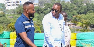 President Uhuru Kenyatta with Governor Hassan Joho during a past inspection tour in Mombasa