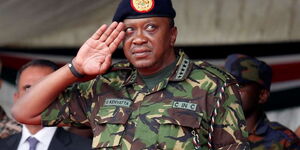 President Uhuru Kenyatta in militry regalia during a past funtion