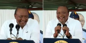 A collage image of President Uhuru Kenyatta in Nakuru county on July 27, 2022.