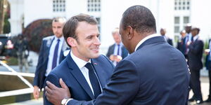 An image of Uhuru Kenyatta and Emmanuel Macron