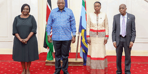 President Uhuru Kenyatta, CSs Raychelle Omamo, Monica Juma and Head of Public Service Dr Joseph Kinyua