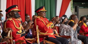 President Uhuru Kenyatta, First Lady Margaret Kenyatta, dignitaries and wananchi at the 57th Jamhuri Day celebrations at Uhuru Gardens in Nairobi County, on December 12, 2021