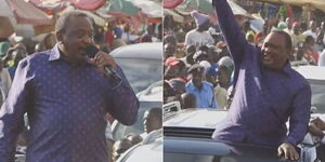 President (Rtd) in his first Azimio rally since the 2022 elections. He addressed a crowd at Luanda, Vihiga County, on Saturday, February 11, 2023