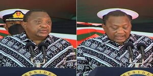 President Uhuru Kenyatta speaking at the Kenya School of Government on Tuesday, March 8, 2022.