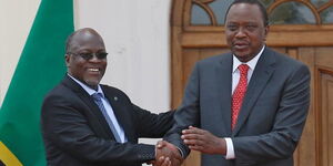 Tanzania's President John Magufuli (left) with his Kenyan counterpart Uhuru Kenyatta in Nairobi in 2016.