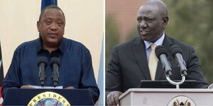 Photo collage between President Uhuru Kenyatta and President-elect William Ruto speaking on Monday September 5, 2022.