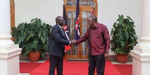 President William Ruto and former president Uhuru Kenyatta during a past meeting at State House, Nairobi