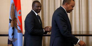 President Uhuru Kenyatta and his Deputy William Ruto (left) at State House in Nairobi on September 21, 2017.