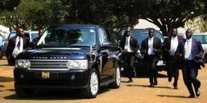 The Presidential Escort Unit guarding President Uhuru Kenyatta at an event in 2018.