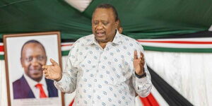 President Uhuru Kenyatta during a prayer meeting with religious leaders from Central Kenya Region at State House on Friday, July 8, 2022.