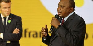 President Uhuru Kenyatta speaking at the 6th BPIfrance Inno Generation business forum at Accor Arena in Paris, France on October 1, 2020.