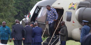 President Uhuru Kenyatta lands at Sagana State Lodge in 2019 
