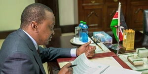 President Uhuru Kenyatta in his office