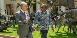 President Uhuru Kenyatta with former UK Prime Minister Toby Blair at State House