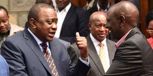 Former President Uhuru Kenyatta (left) with President William Ruto (right) at the All Saints Cathedral, Nairobi in 2019