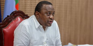 President Uhuru Kenyatta at a virtual meeting of the 34th Ordinary Session of the African Union Assembly of Heads of State and Government.