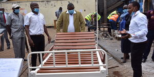 An image of hospital beds