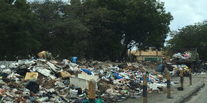 A pile of un-collected garbage in the streets of Mombasa Town
