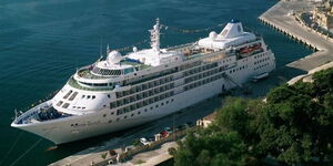 Undated photo of a cruise ship at the port 