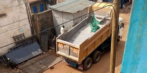 Undated photo of a modified sand harvesting truck
